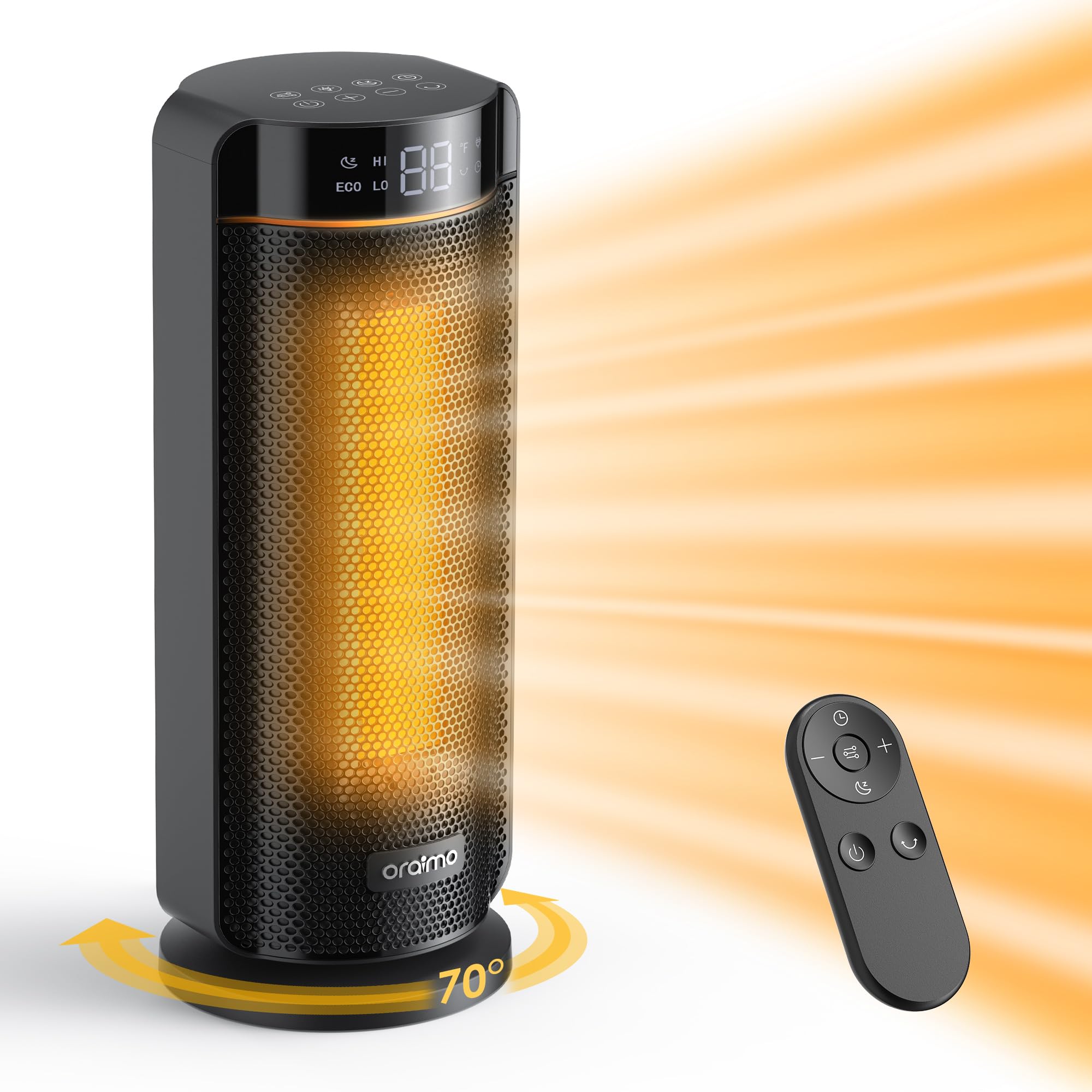 Oraimo Space Heater, 1500W Portable Electric Heaters for Indoor Use, 70°  Oscillation, 12H Timer, 25dB Quite PTC Ceramic Heating with Thermostat,  Safety Protection, Remote for Office, Home Bedroom : Amazon.ca: Home