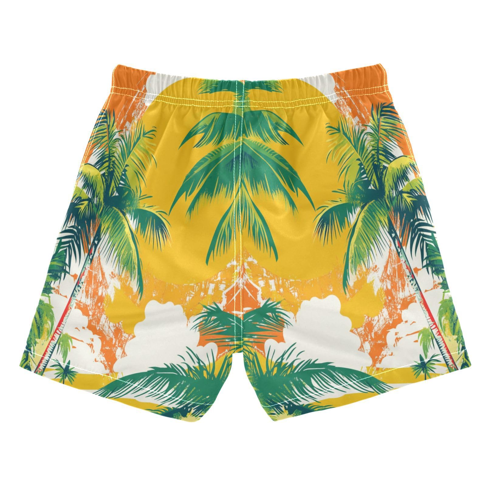 Jucciaco Boys Swim Trunk Quick Dry Beach Board Shorts Summer Sun Coconut Tree Swimwear for Kids
