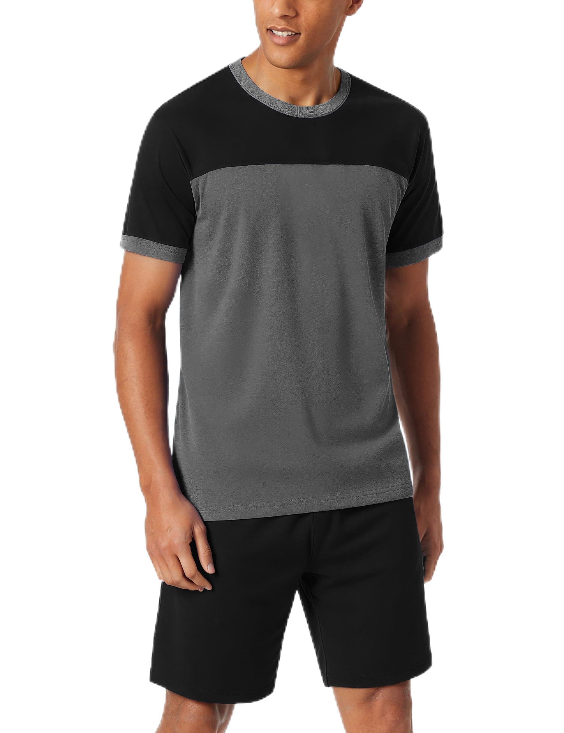 Aseniza Schlafanzug Herren Kurz Pyjama Set Shorty Sommer Schlafanzüge für Männer Baumwolle Hausanzug und Pyjamashose