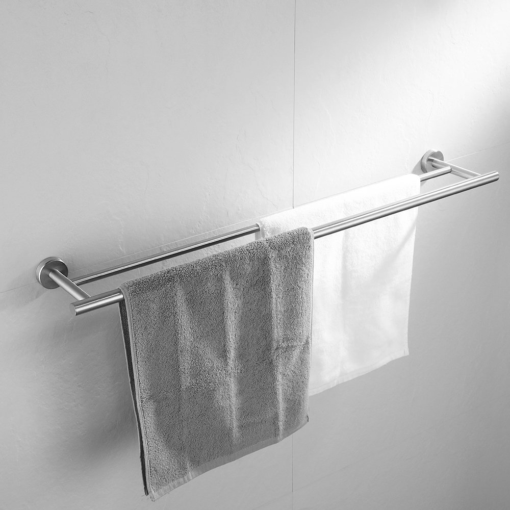 JQK Double Bath Towel Bar, 30 Inch Stainless Steel Towel Rack for Bathroom, Towel Holder Brushed Finished Wall Mount, 33 in Total Length, TB100L30-BN