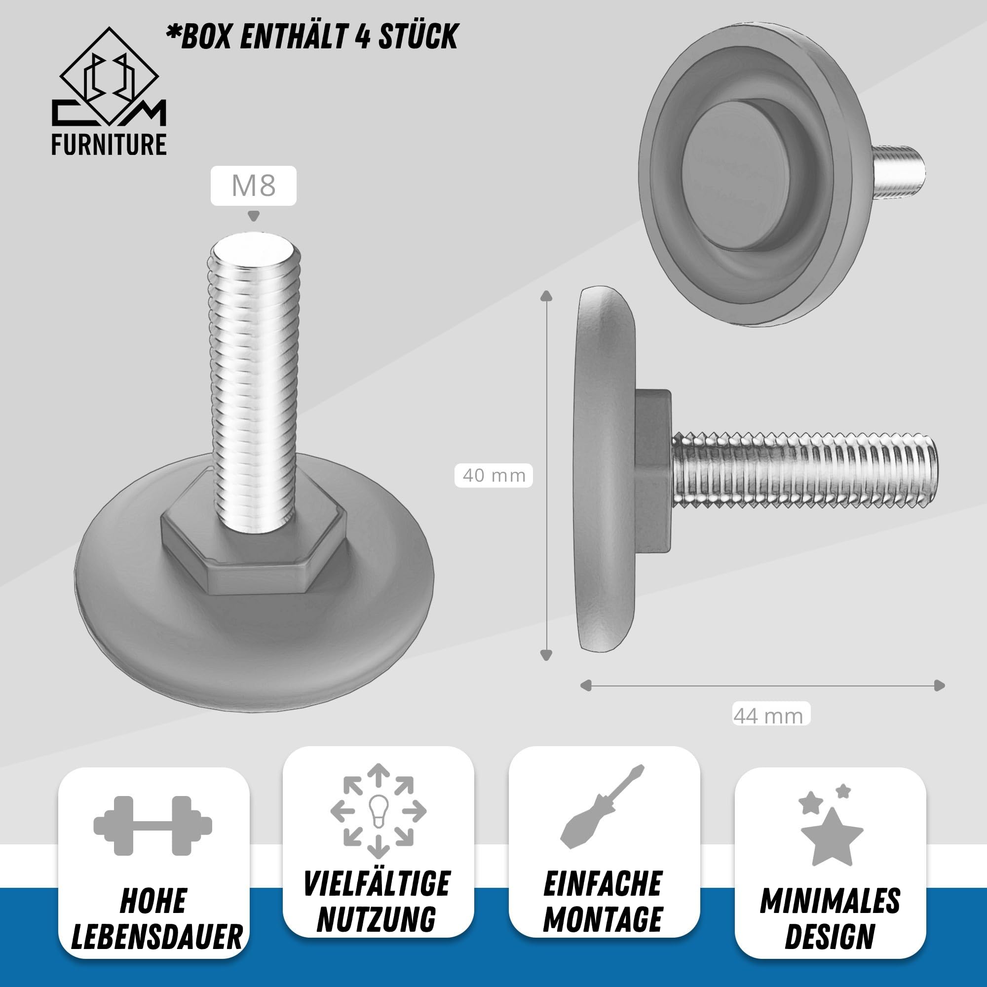 Piedini Regolabili M8 Reclinabili - Foto 10