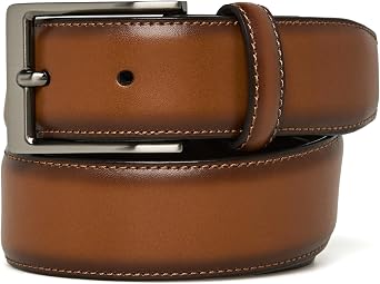 Perry Ellis Mens Portfolio Amigo Faux Leather Dress Belt With Genuine Leather Lining Available in Big & Tall