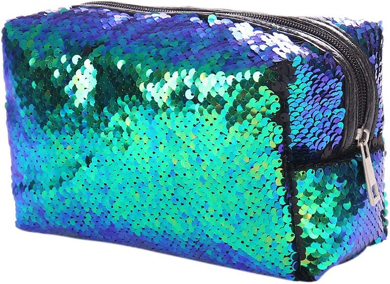 Sequins Makeup Bag Reversible Cosmetic Bag Glitter Reversible Mermaid Sequin Toiletry Travel Pouch