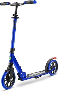SereneLife 2-Wheel Kick Scooter for Kids, Teens & Adults – Adjustable Height T-Bar, Foldable Lightweight Commuter Scooter with Carry Strap, Durable Alloy Anti-Slip Deck