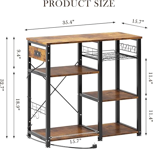 Miniatura 9 de SogesHome Estante de 4 niveles para microondas, estante organizador de almacenamiento de cocina, aperitivo de café para el hogar, cocina, sala de