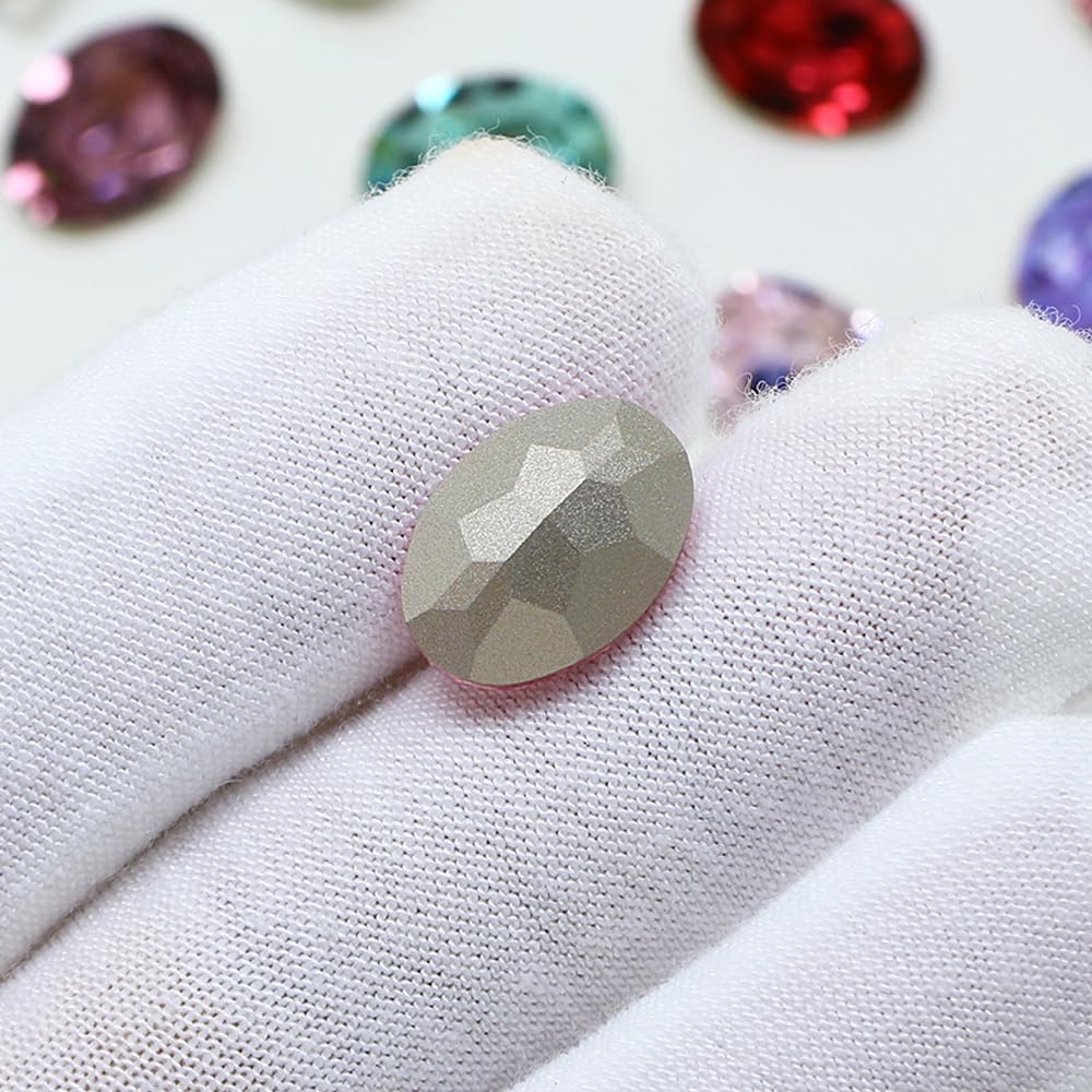 Ginlee 48PCS Pointed Back Large Nail Rhinestone, K9 Glass Rhinestones Sparkle Nail Beads 14mm Oval Cut Faceted Crystal Gems for Nails Decoration DIY Crafts Jewelry Making (Violet)