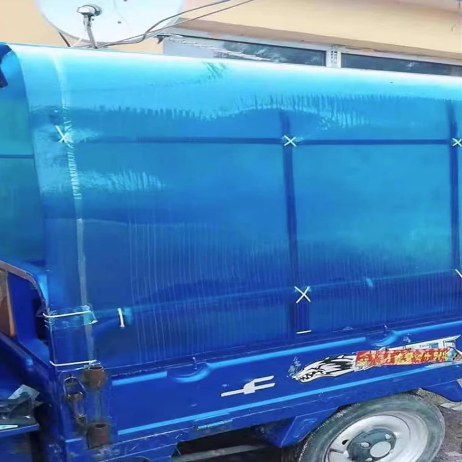 Polycarbonate Roof Panel,Blue Glassfiber Panel,Insulation Greenhouse Sheets,Multi-Purpose,Shock Resistant,FRP Replacement Sheet,for Greenhouses,Sheds,Carports,Huts,Kennels (0.6x4m(2x13.1ft))