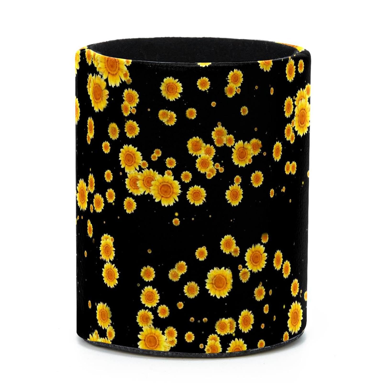 VAPOKF Round Pencil Holders for Desk, Sunflower Pen Holders Pen Pot Makeup Brushes Storage Desktop Stationery Supplies Organiser for Home Office