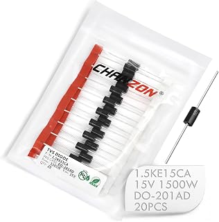 (Pack of 20 Pieces) Chanzon TVS Diodes 1.5KE15CA 1500W 15V DO-201AD (DO-27) Bidirectional Channel 1500 Watt 15 Volt