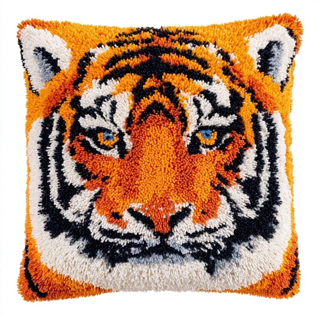 Taxpy DIY Latch Hook Pillow Kit Tiger 17X17 Inch