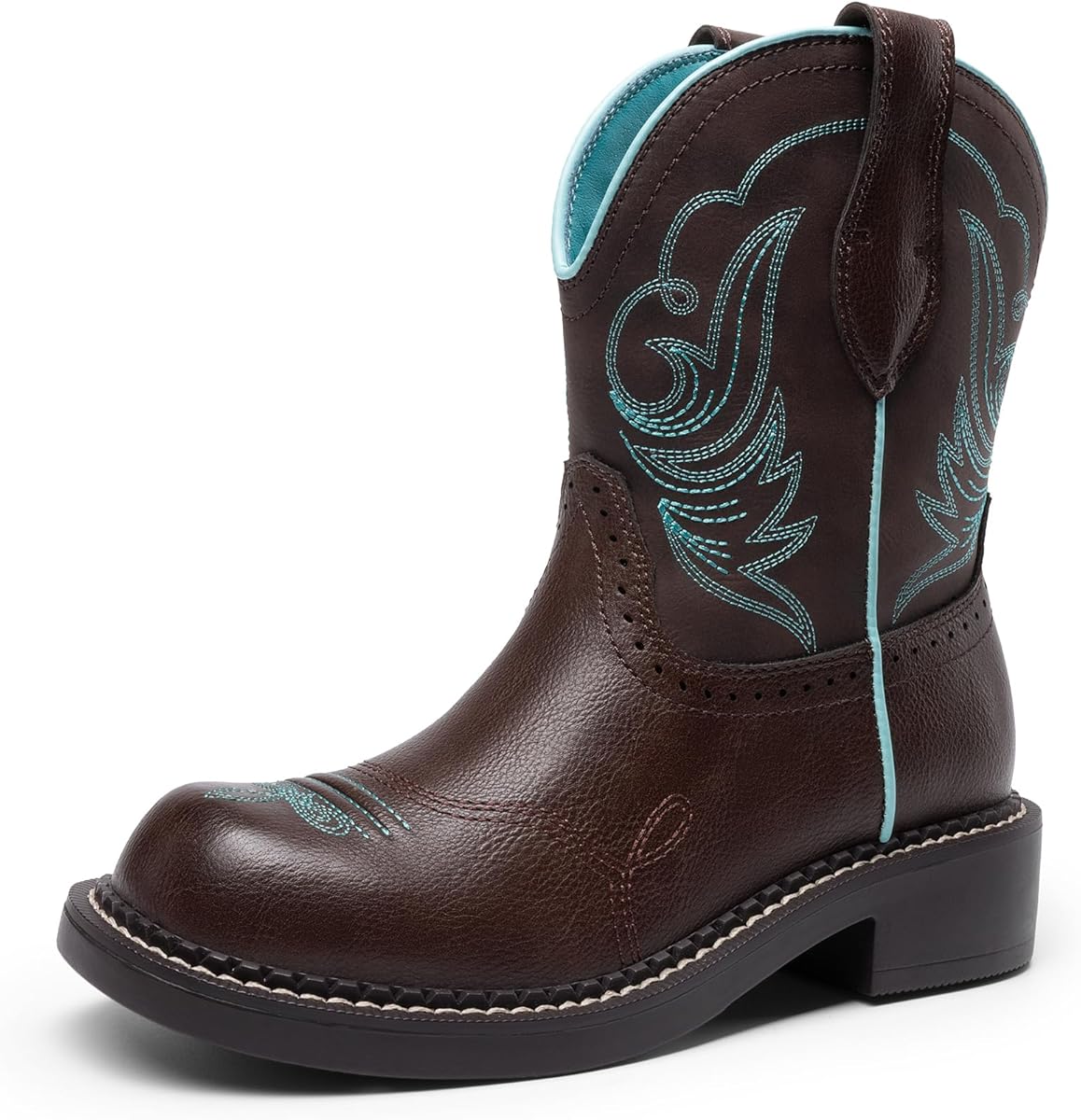 Amazon.com | DREAM PAIRS Cowboy Cowgirl Boots for Women, Round Toe Embroidered Mid Calf Western Boots for Work, Country Concerts, Rodeos, Casual Outings,Size 9,Brown,DWUMMB2509 | Mid-Calf