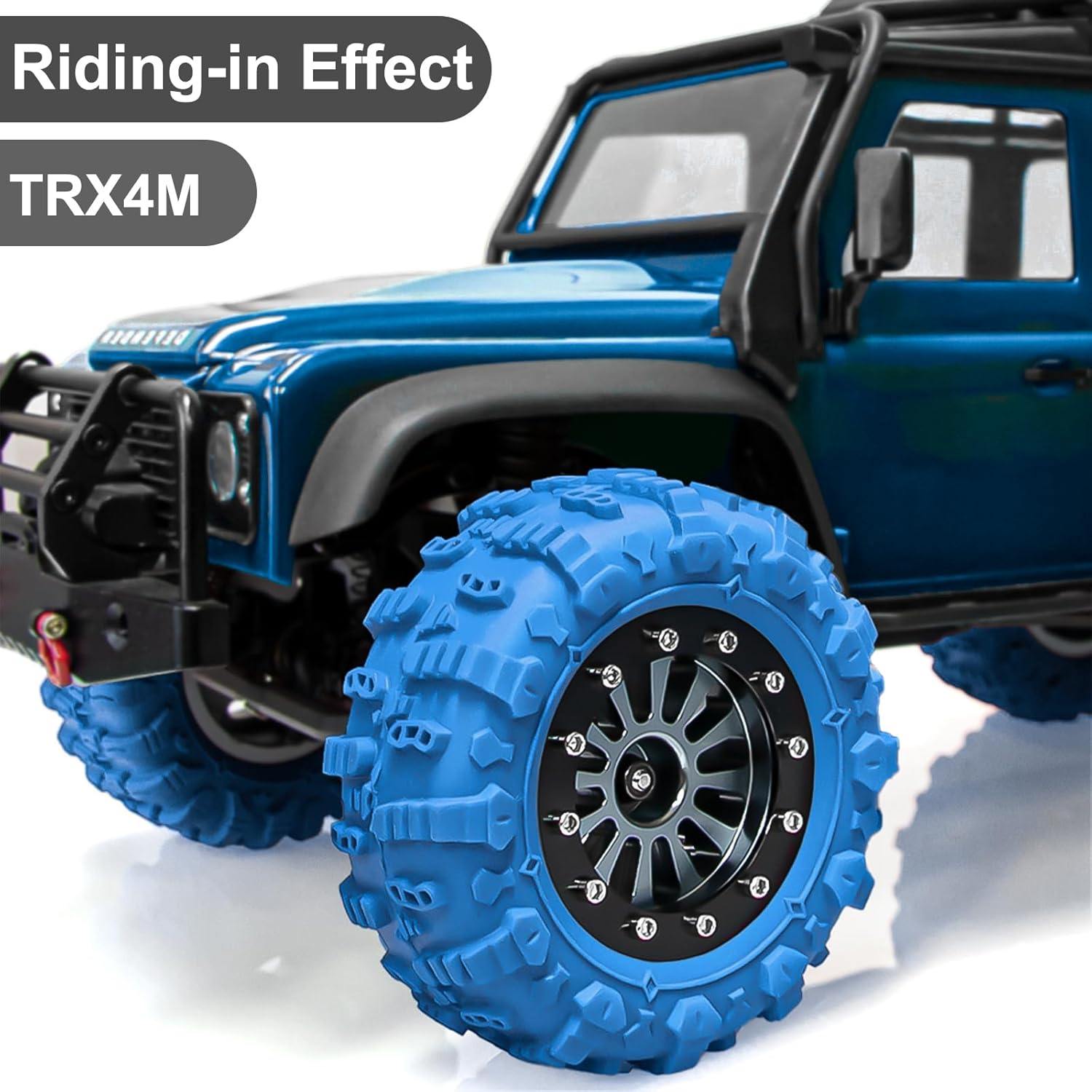 LRFHL 1.3 Crawler Tires Colored 1.3" Aluminium Beadlock Wheel Tires Set for 1/18 1/24 TRX4M SCX24 RC Crawler Car Upgrade (4PCS, Blue)