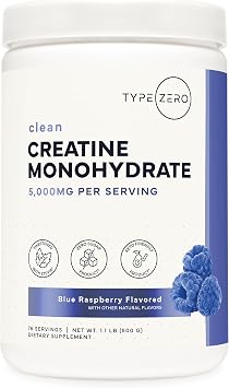 Type Zero Creatine Monohydrate Powder 500g Blue Raspberry, Gluten-Free