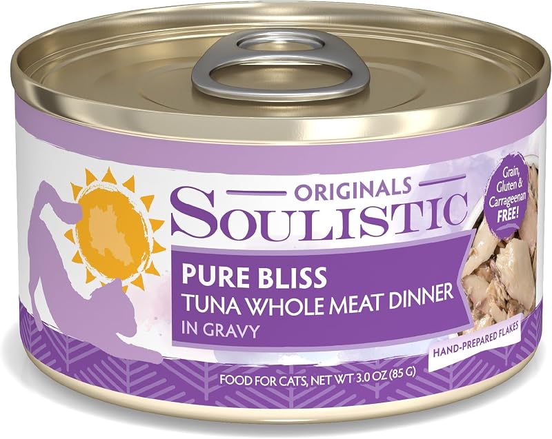 Ração úmida para gatos Soulistic Pure Bliss com atum selvagem em molho, lata 85 g, pacote com 12