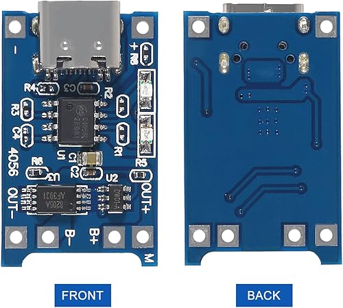 Miniatura 2 de TP4056 Placa de carga tipo C - Cargador de batería de litio 18650 de 20 piezas con protección y funciones duales