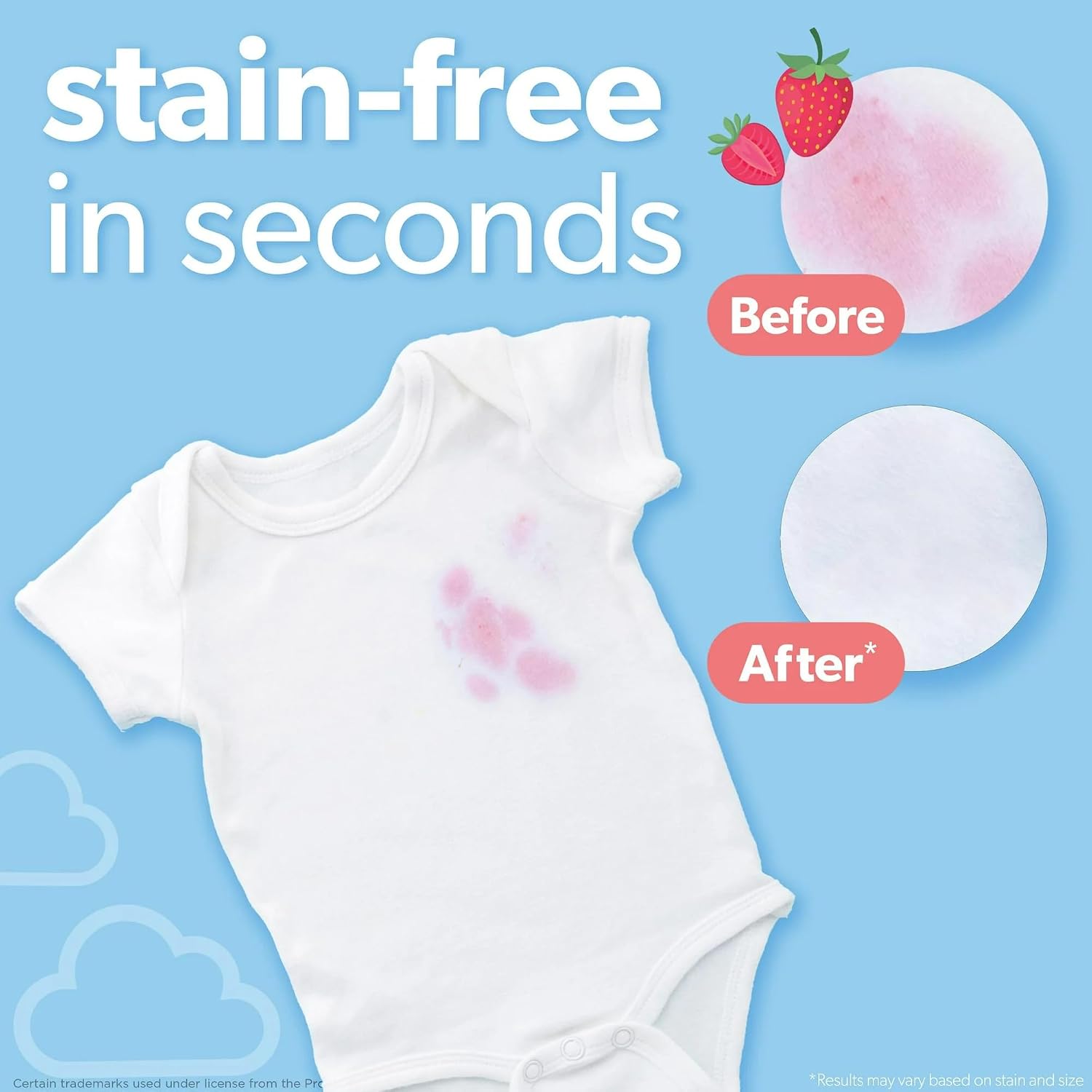 Dreft Stain Remover Wipes for Baby Clothes – Travel Size Stain Remover, Individually Wrapped for On-the-Go Use – Mild on Skin & Safe for Baby Clothes – 20 Count