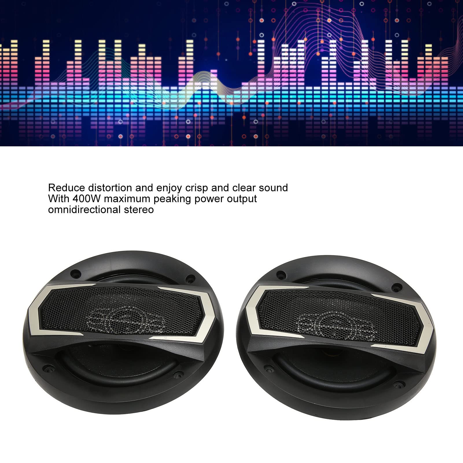 Altavoz Coaxial para Automóvil 6 Pulgadas: 1 Par, Altavoces Negros De Alta Potencia De 400 W para Actualización De Automóviles.