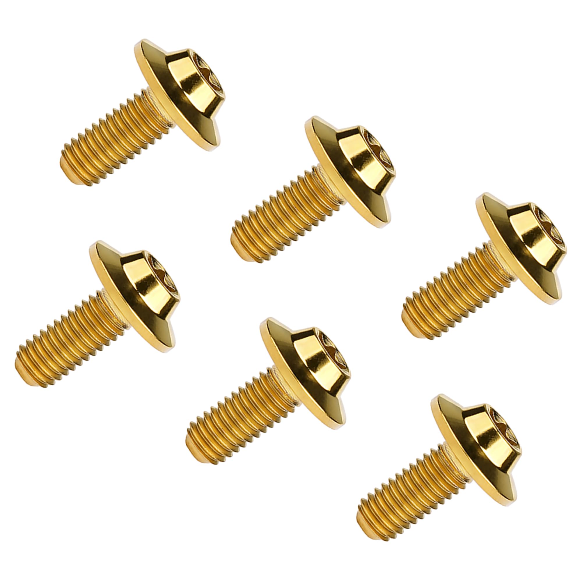 DWAMMEBRS Bolt M5 M6x10 12 15 20 25 30 35mm T25 T30 Torx Head Screw Pack of 6(Gold,M5x20mm)