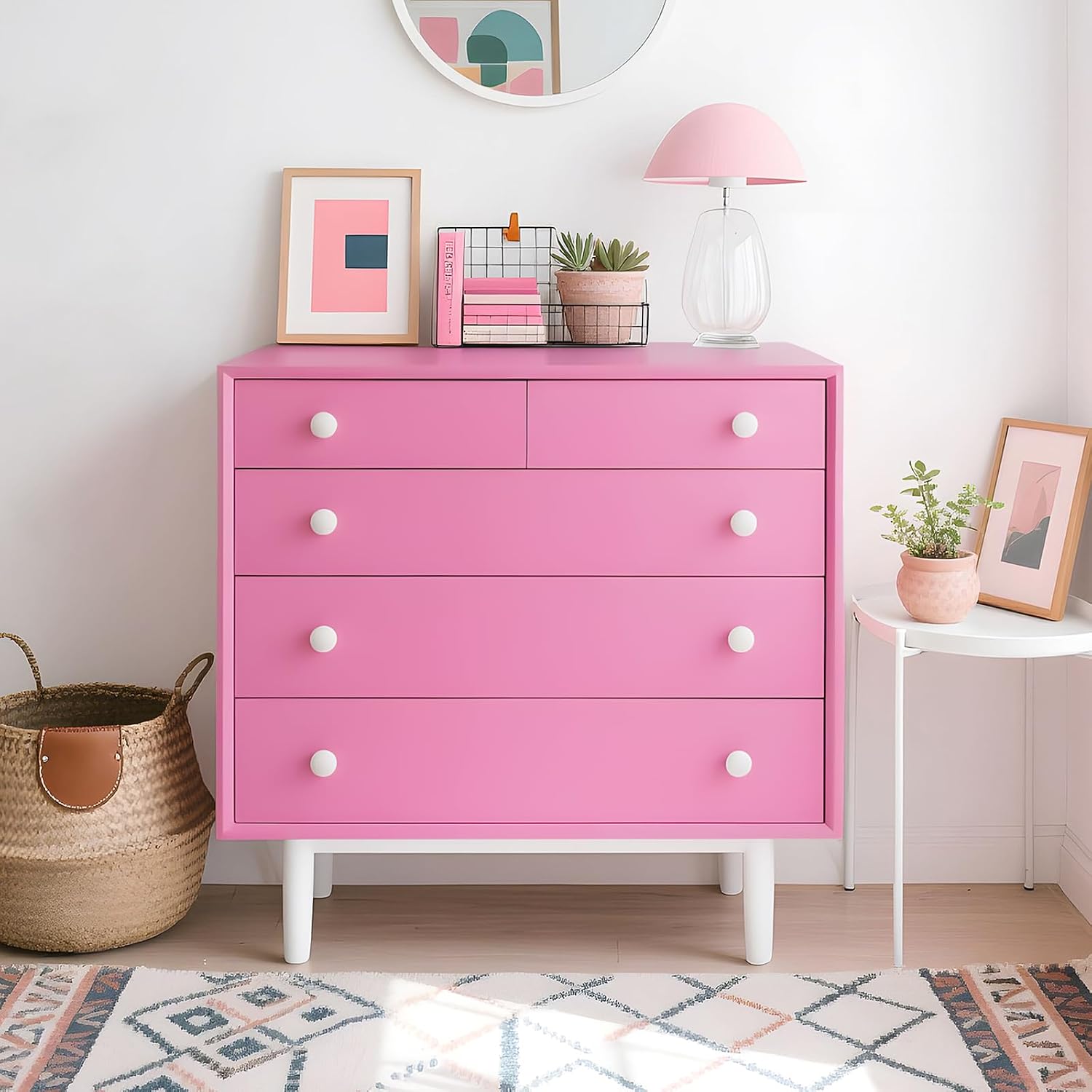 VEELIKE Matte Taffy Pink Wallpaper Stick and Peel Pink Contact Paper for Cabinets Desk Bedroom Walls 24''x118'' Self Adhesive Waterproof Removable Girly Wallpaper for Nursery Dorm Classroom Dollhouse