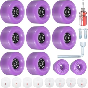 PATIKIL Skate Wheels with Durable Bearings Skate Brakes Wear-Resistant PU Wheels Replacements for Quad Skates and Skateboard