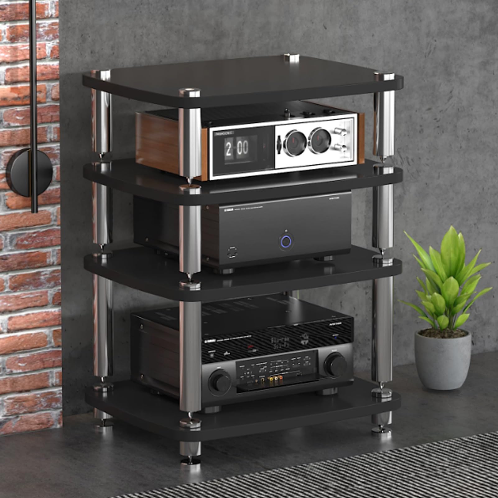 Soporte for Medios AV de Alta Resistencia, Rack AV de Acero Inoxidable | Estante de Componentes EstéReo, Adecuado for Salas de Estar, Oficinas Y Estudios de GrabacióN