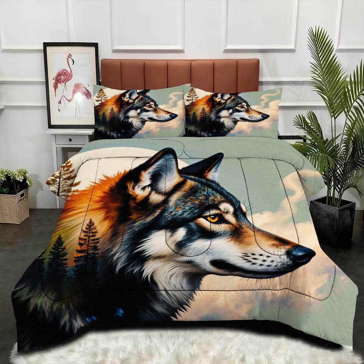 Couette 220x240 loup sans housse pour faire votre lit rapidement