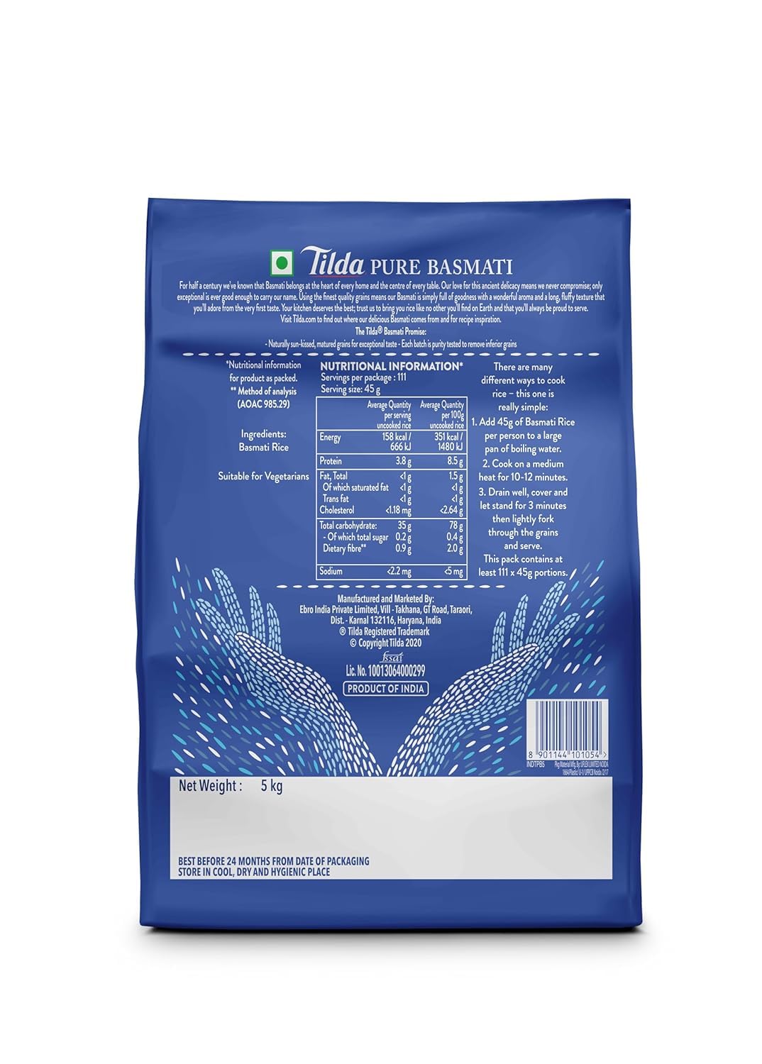 Tilda Pure Original Basmati Reis, 1er Pack (1x11kg) - Langkörniger Premium-Reis aus den Ausläufern des Himalayas, perfekt für orientalische Gerichte und Beilagen