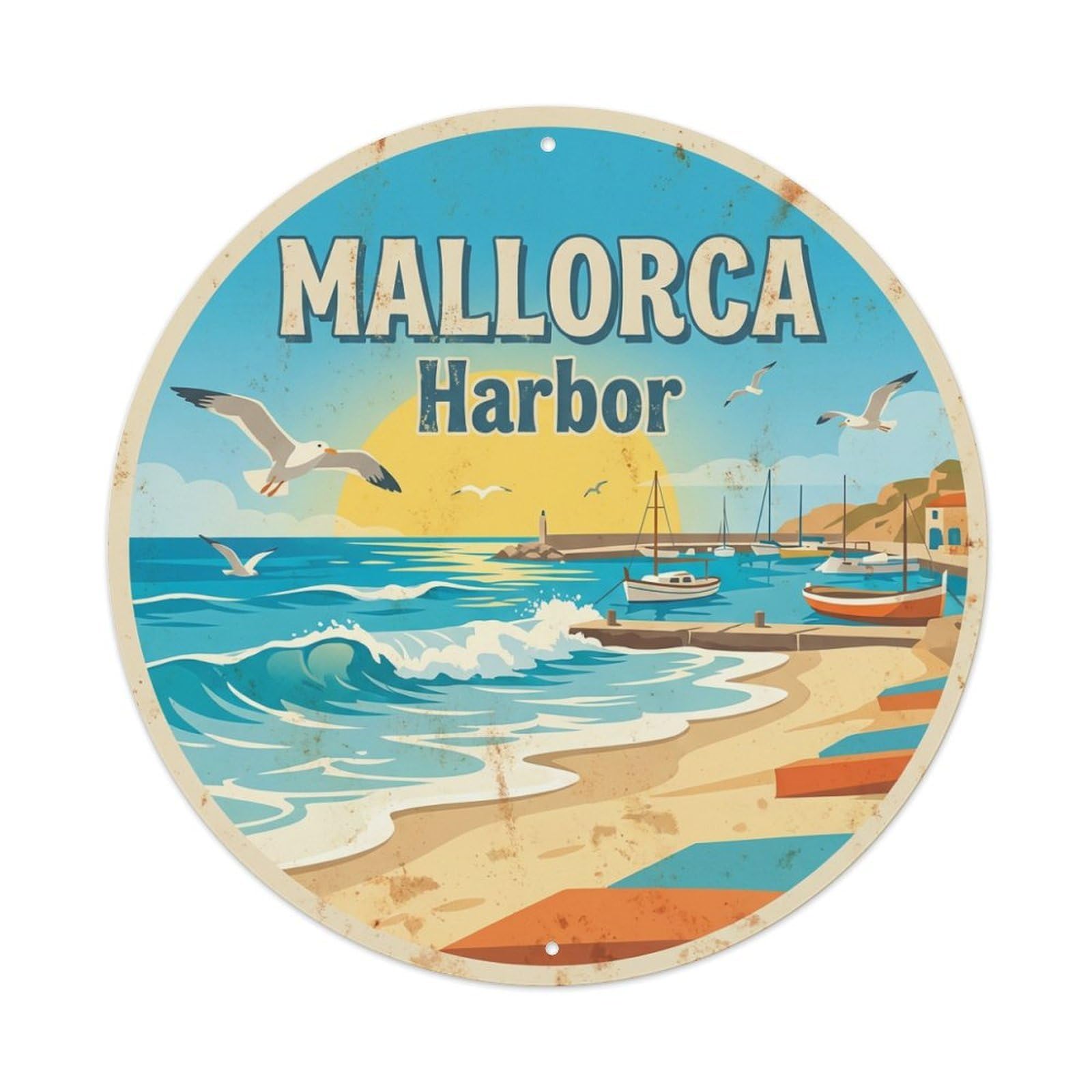 Fyrn Style Metal Tin Sign Vintage Travel Mallorca Spain Heritage