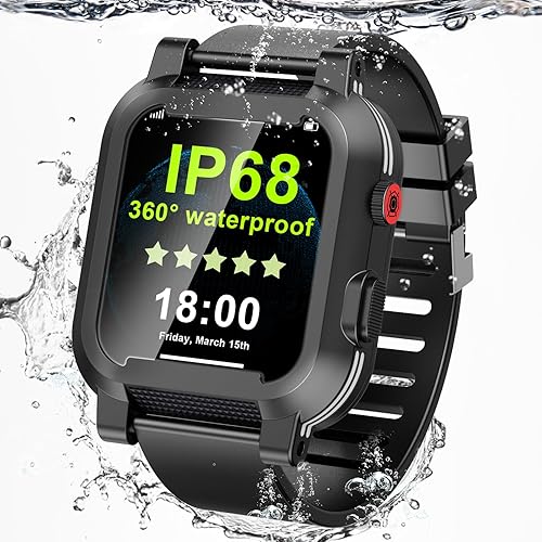 Funda impermeable para Apple Watch de 1.496 in Series 2 y 3 con correa y protector de pantalla integrado, IP68, impermeable, a prueba de polvo, a