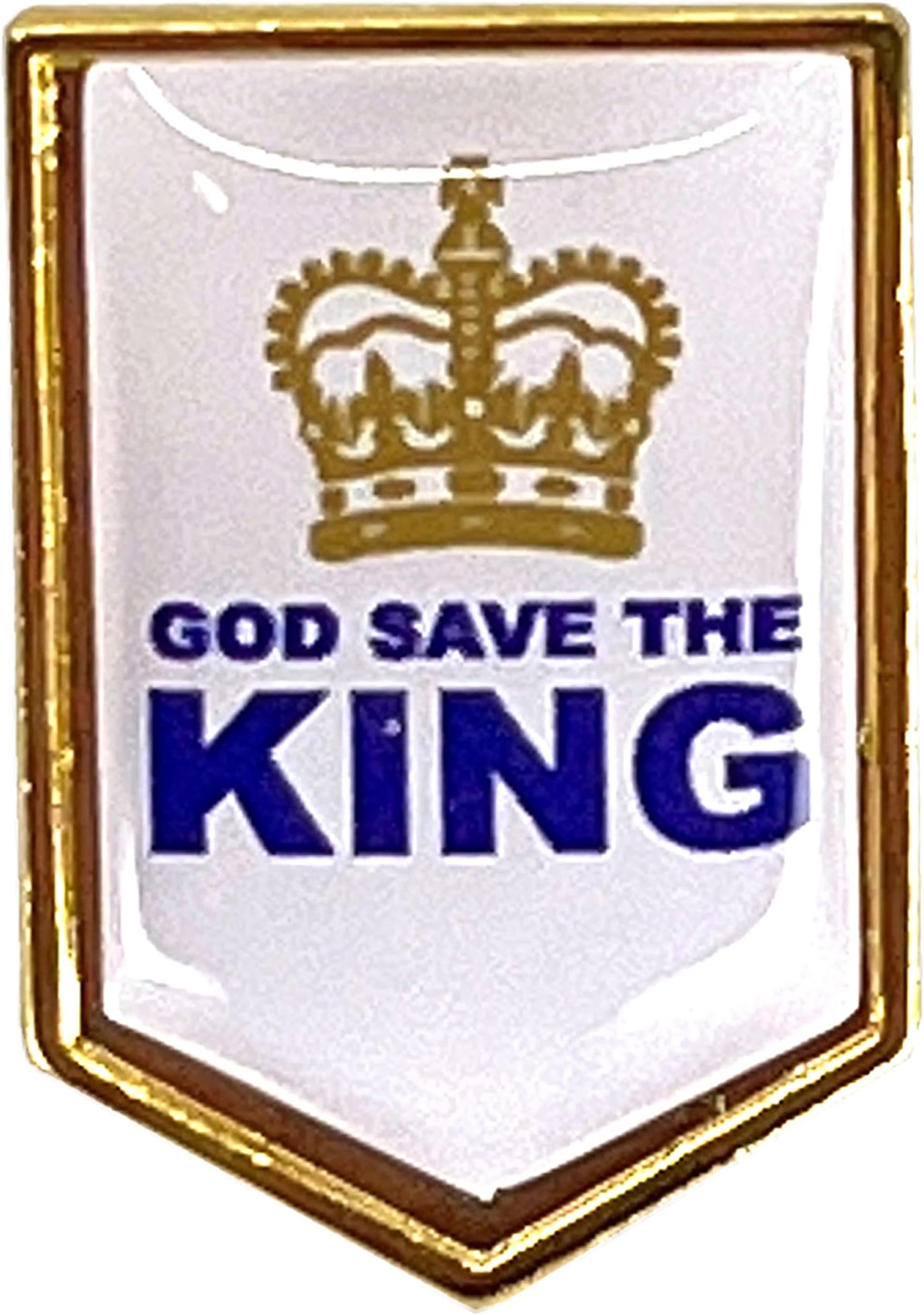White God Save The King Shield Pin Badge