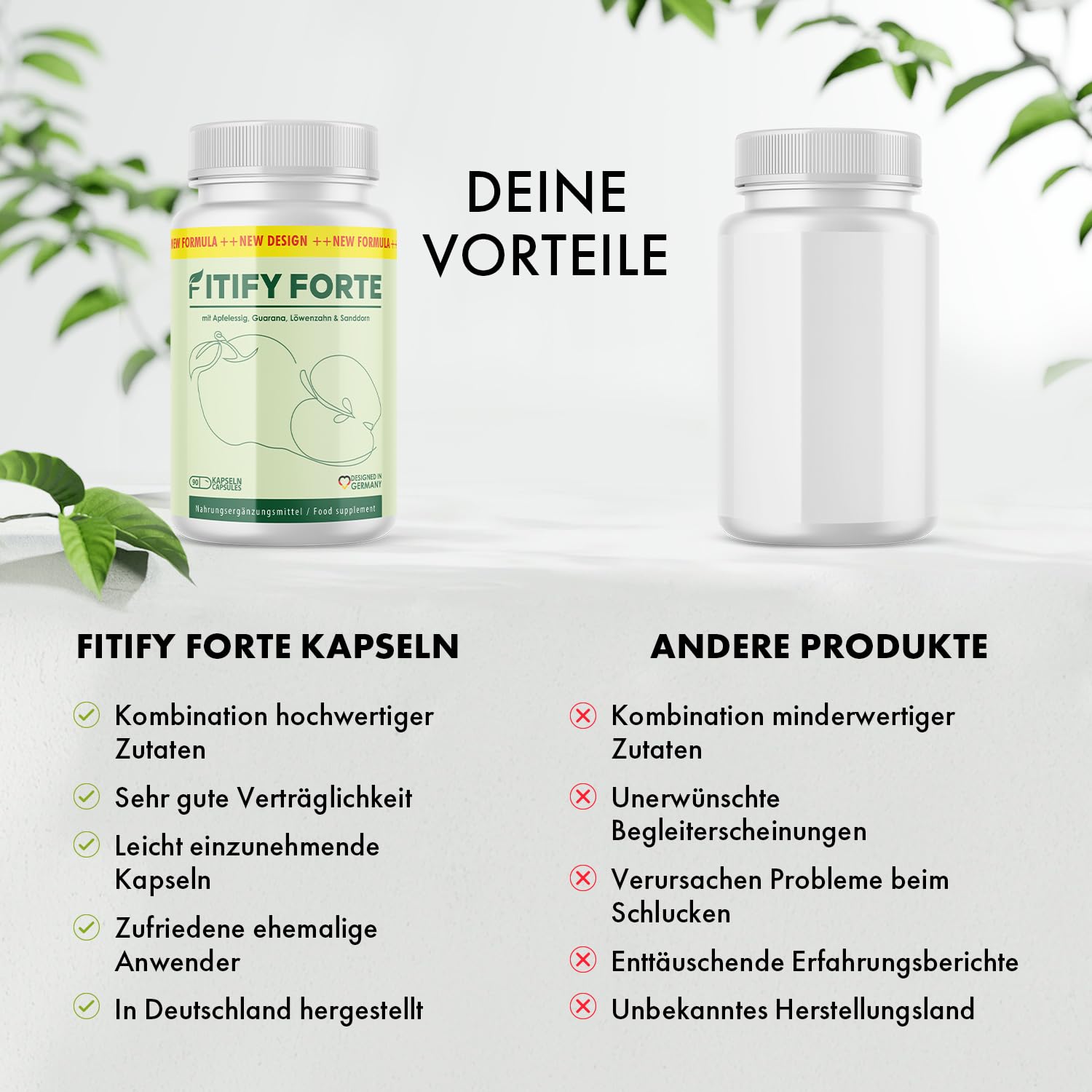 Fitify Forte Kapseln | Mit natürlichen Inhaltsstoffen | Einfache Anwendung | 90 Kapseln