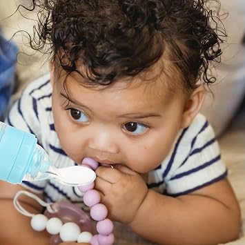 Silicone Baby Feeder Spoon Squeeze Bottle Spoon with Suction Cup Feeding Tools for Solid Edible Portable Feeder for High Chair