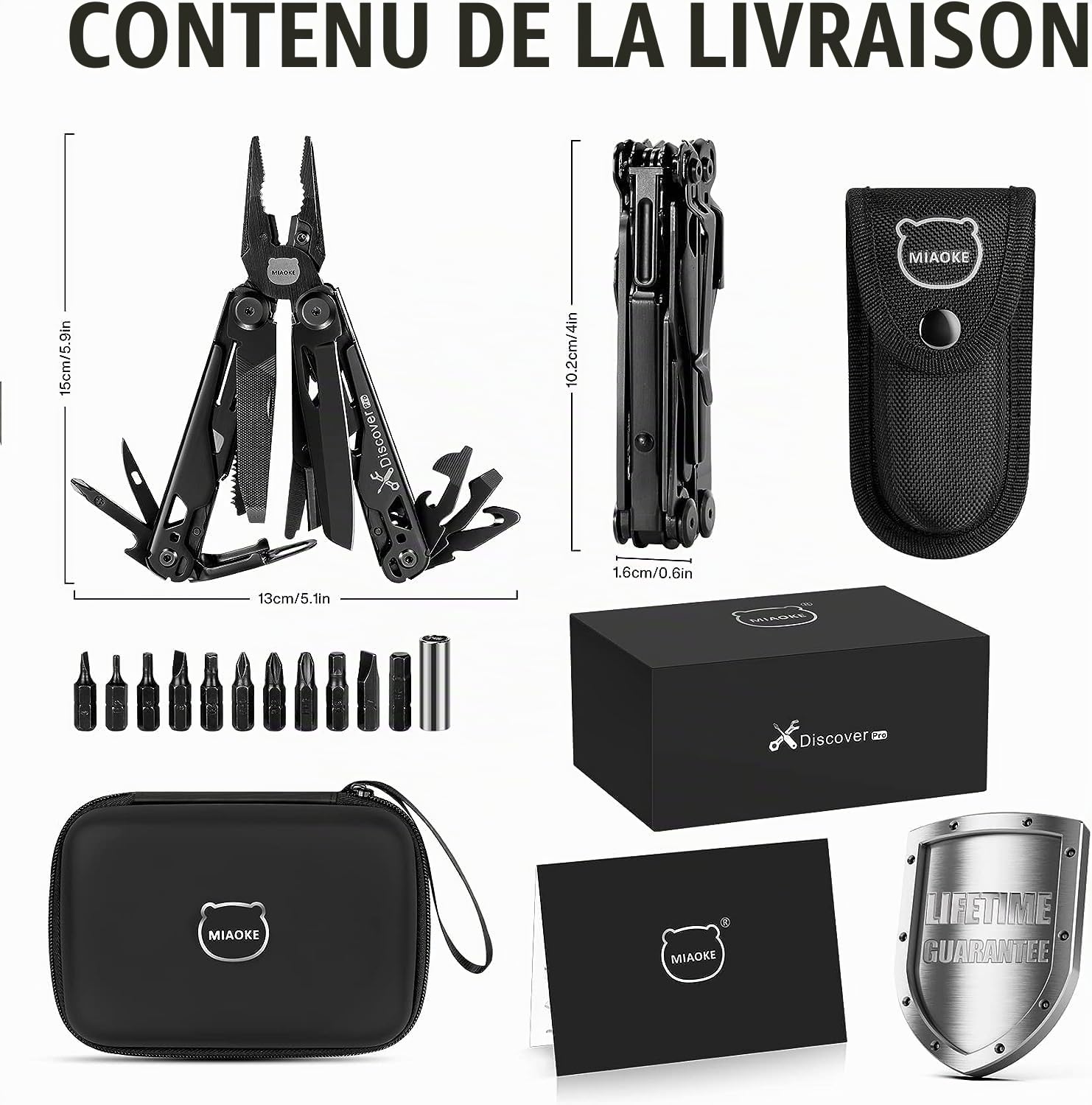 23 en 1 Outil Multifonction Portable avec Coffret Cadeau Premium,Noir | Couteau de Camping Cool Gadgets pour Homme, Tournevis Scie Tournevis Décapsuleur Pince pour Petit Ami, Fils, Papa, Mari
