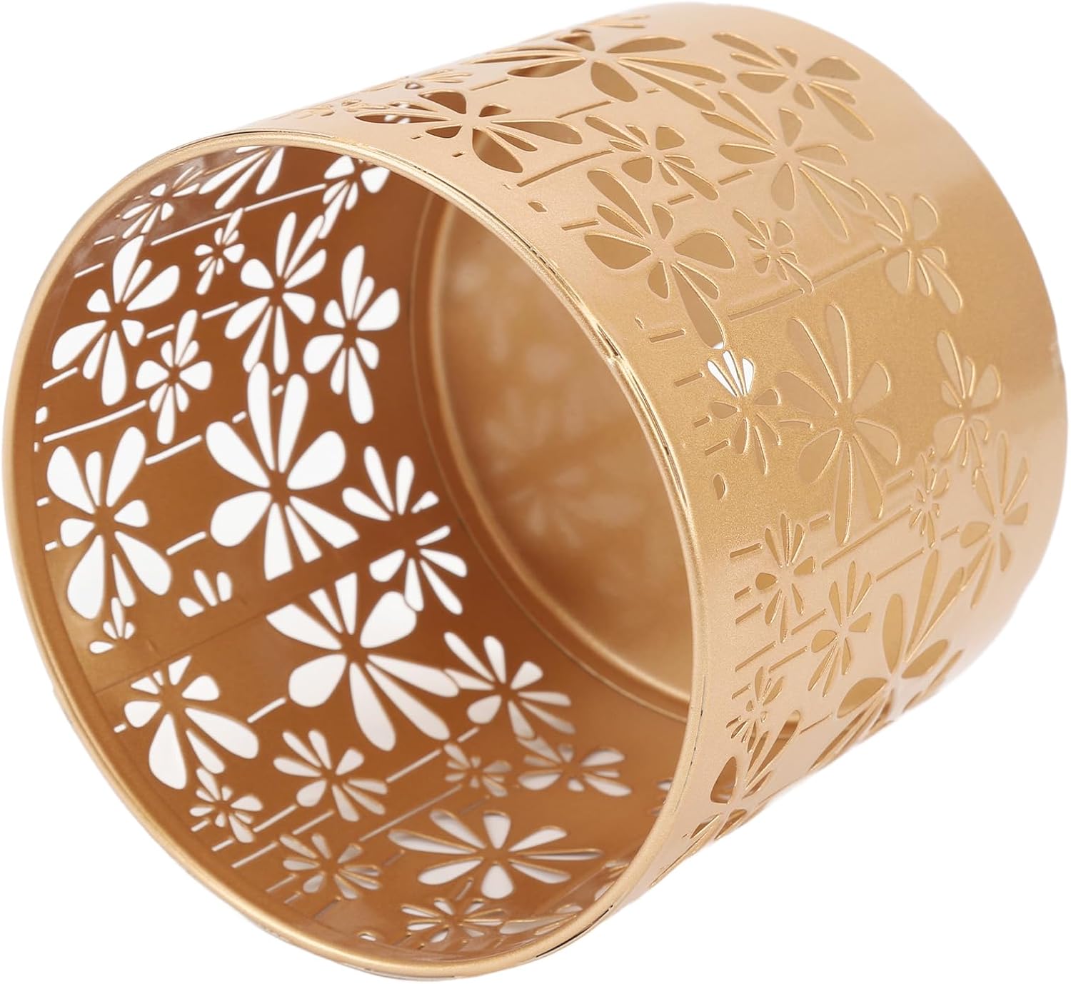 Metal Candle Holder, 4 Inch High Round Hollow Decorative Candle Cage Tealights Holder for Table Centerpiece Fireplace Home Decor Wedding Party
