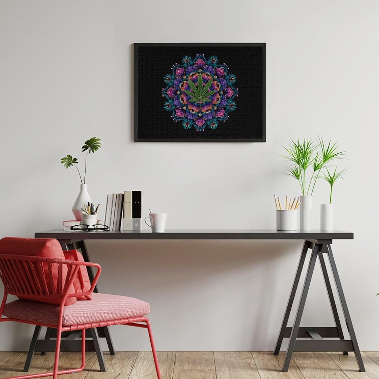 Weed Leaf Mandala Printed Puzzles for Adults 500 PCS Wooden Jigsaw Puzzle Wall Decor Christmas