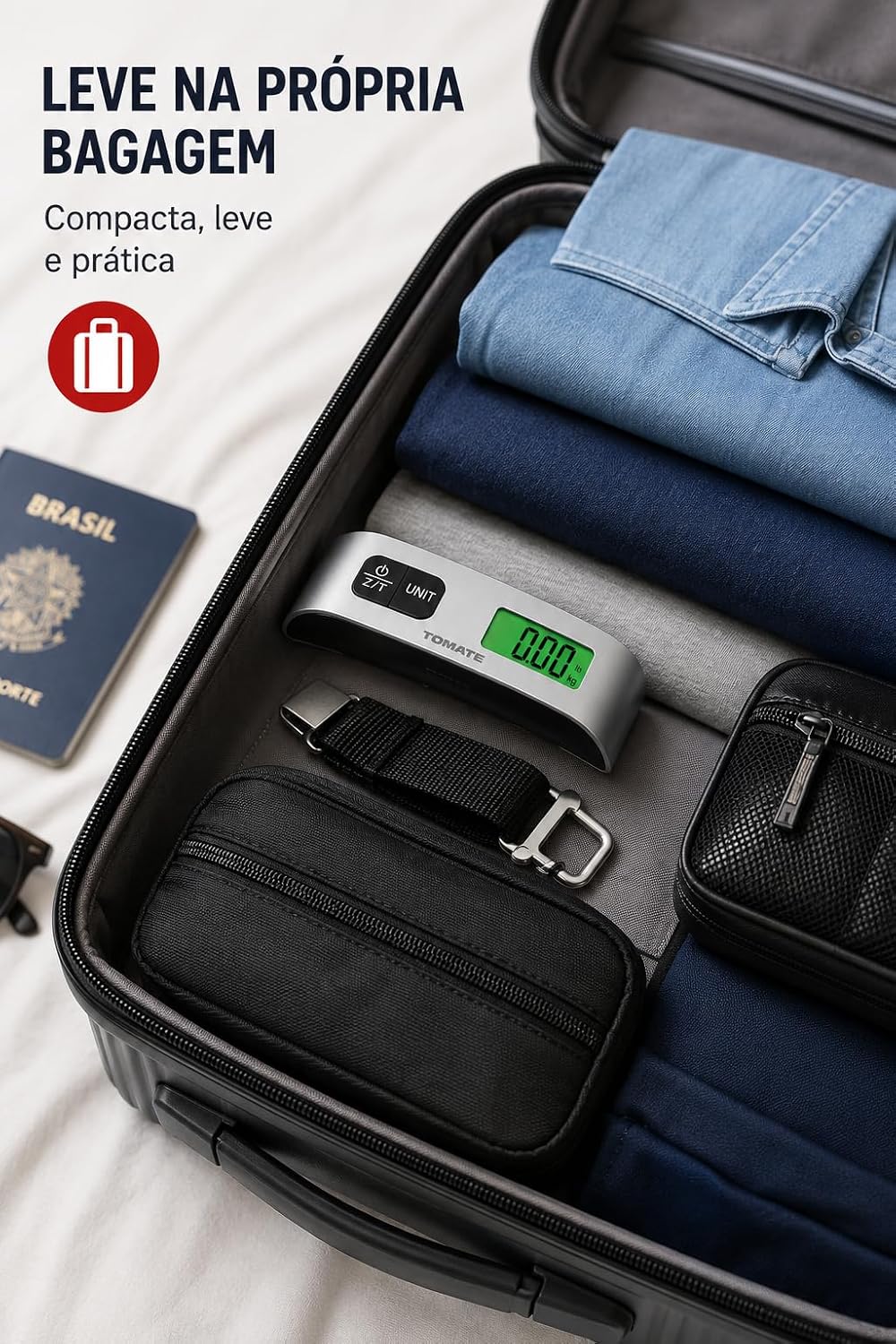 Balança Digital para Bagagem Portátil até mala 50 kg.