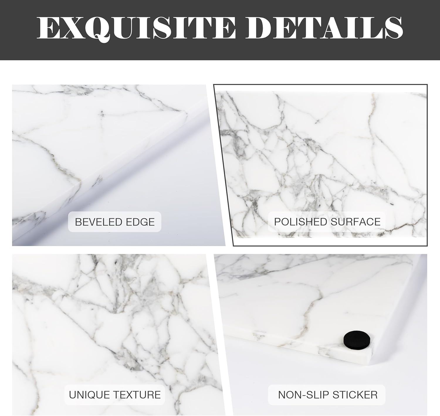 Natural Marble Board for Kitchen - 10" x 8" Stone Slab, Marble Cheese Pastry Board for Counter, Bathroom Trays, Serving Tray Jewelry Candle Plate (Arabescato)