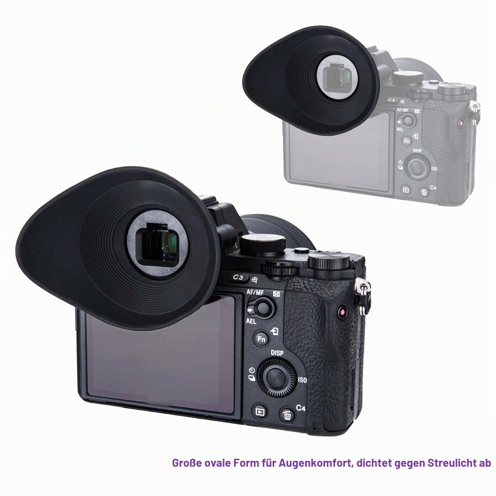 2 Stück Große Weiche Silikon-Augenmuschel Augenstück für Sony Alpha A7 A7II A7III, A7R A7RII A7RIII A7RIV, A7S A7SII, A9 A9II, A58 A99II Ersetzt Sony FDA-EP18