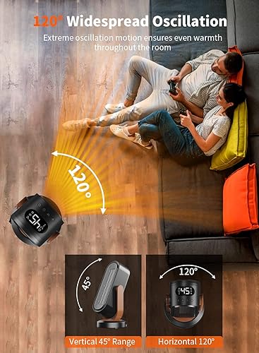 Miniatura 6 de Calentador de espacio para uso en interiores, calentador eléctrico de cerámica de 1500 W con termostato, control remoto, temporizador de 8 horas,