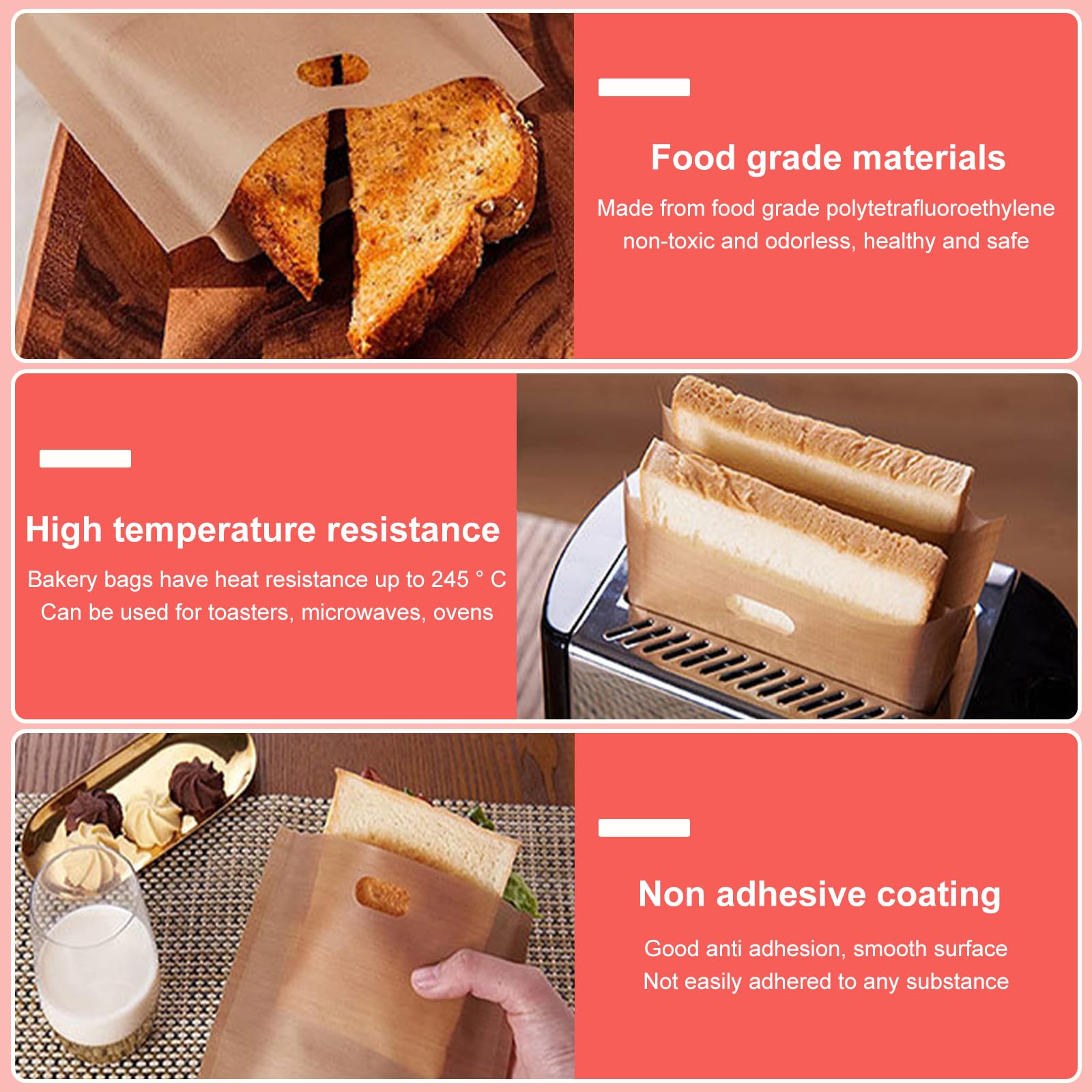 Sacchetti Per Tostapane Riutilizzabili - 10 Pezzi Antiaderenti Per Toast, Panini E Snack In Microonde O Tostapane - Foto 13