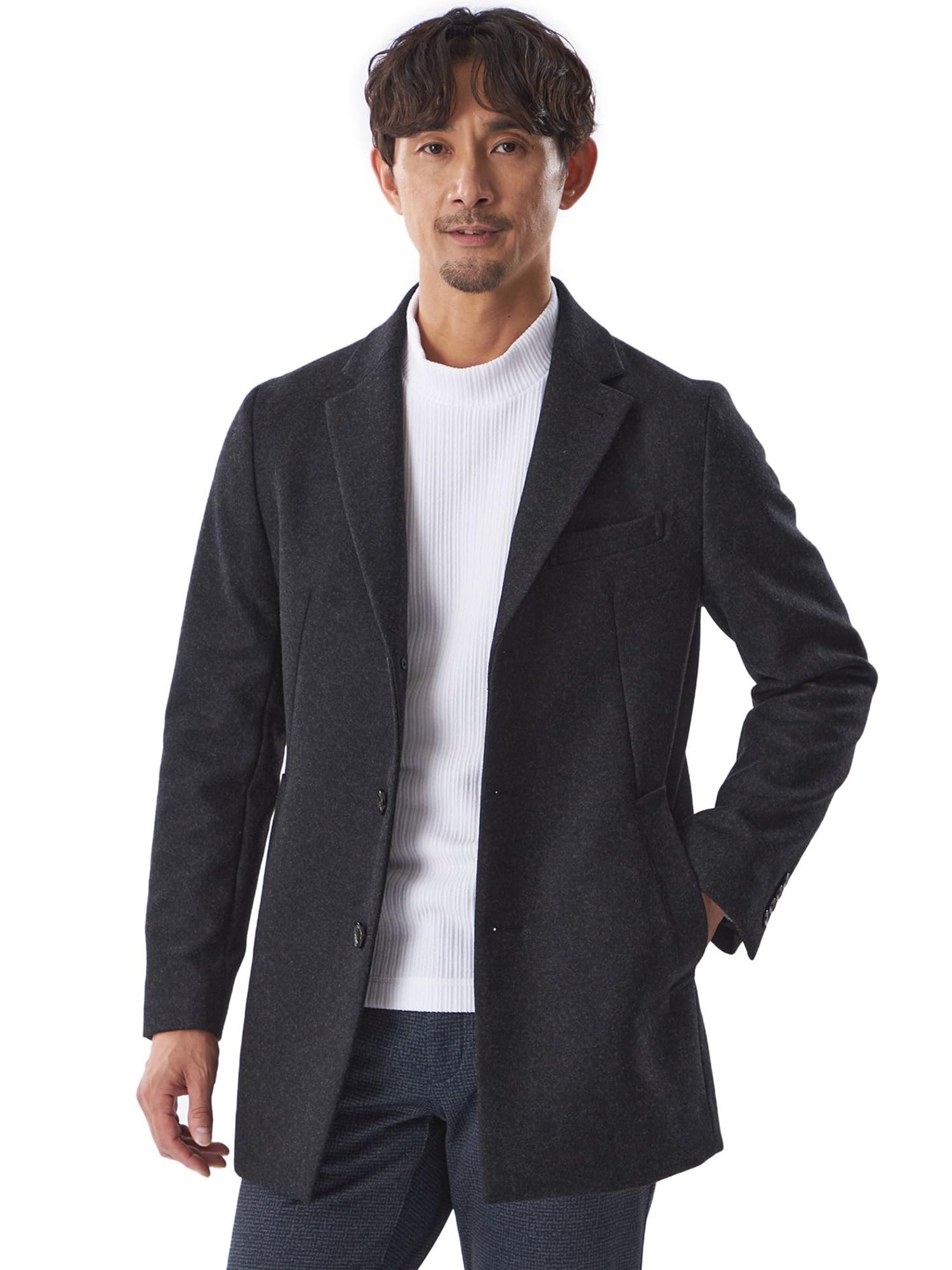 Amazon | [エポカ ウォモ] ミドルウールチェスターコート M1B52664__