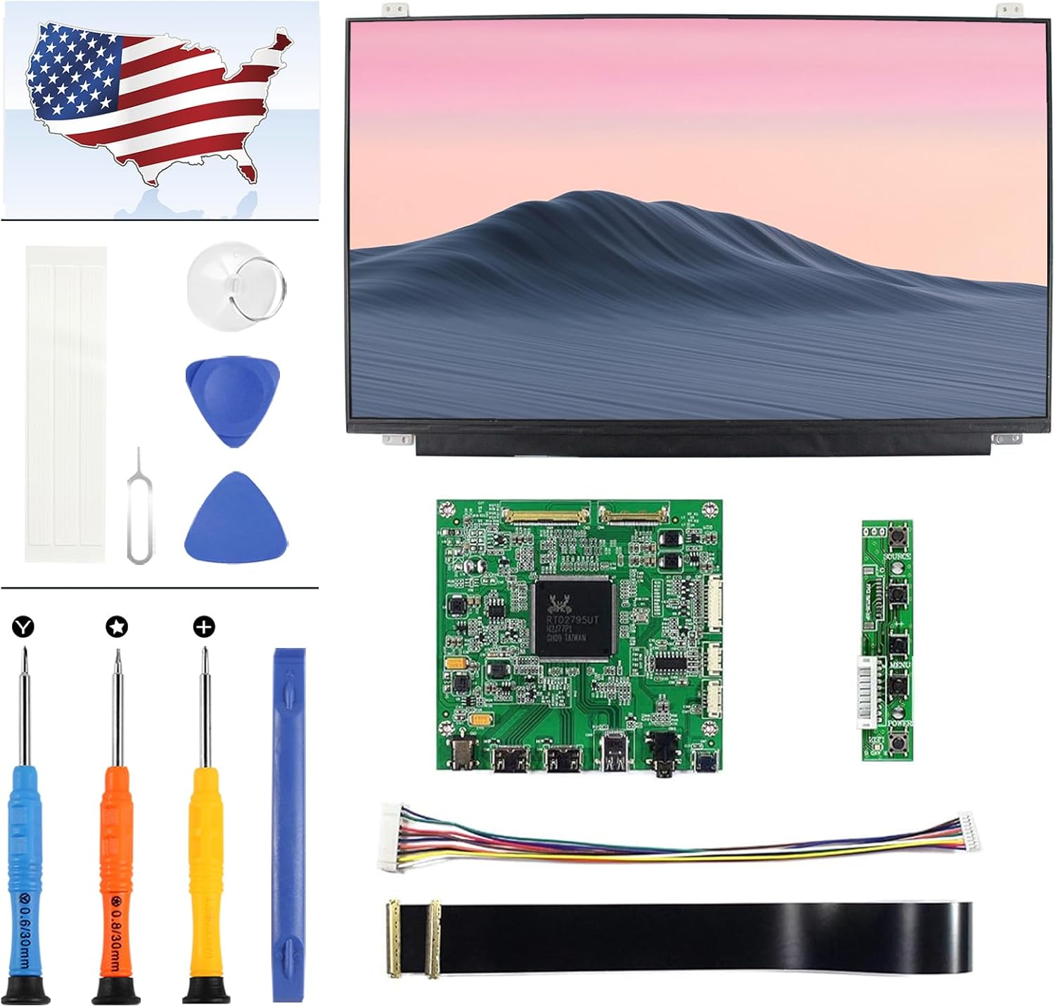 LCD Display Screen for 15.6" 4K 15.6 inch NV156QUM-N44 3840X2160 IPS LCD Screen with 2 HD-MI Mini+DP LCD Controller Driver Board Screen Replacement Digitizer Tablet PC Assembly