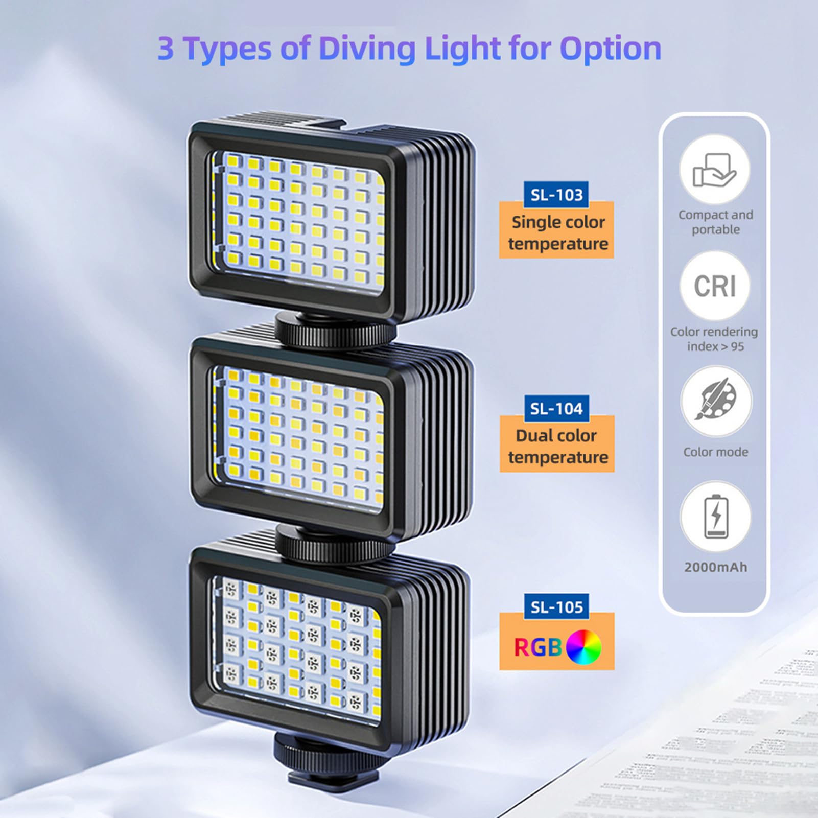 Luce di Riempimento Impermeabile Luce Subacquea a LED, Video Bicolore con Temperatura da 2700K a 9000K per Fotografia Subacquea e Utenti (RGB)