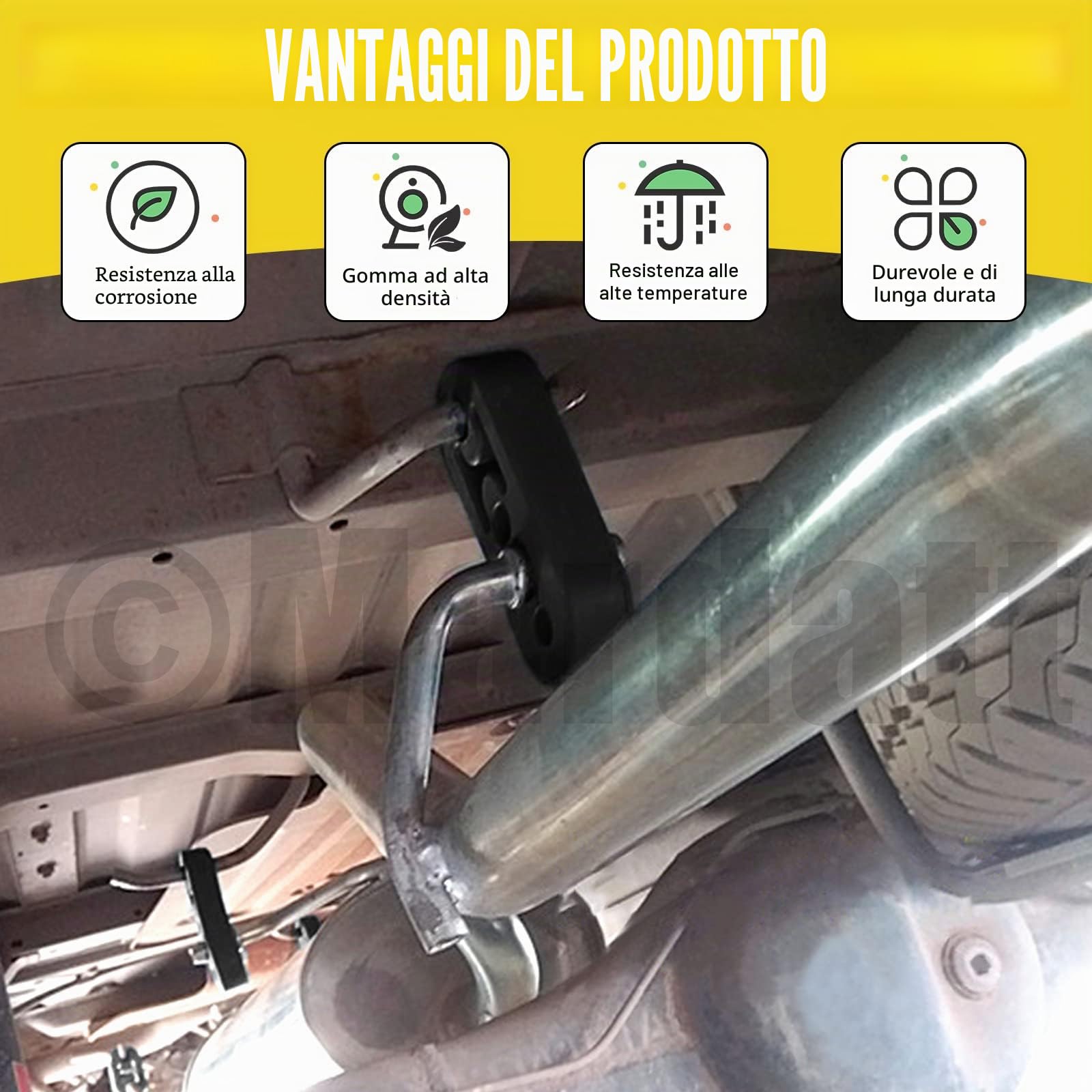 6 Pezzi Gancio di Scarico 2/4 Fori - Gancio di Gomma Marmitta 90 Gradi, Isolante Staffa di Montaggio per Auto Camion Jeep
