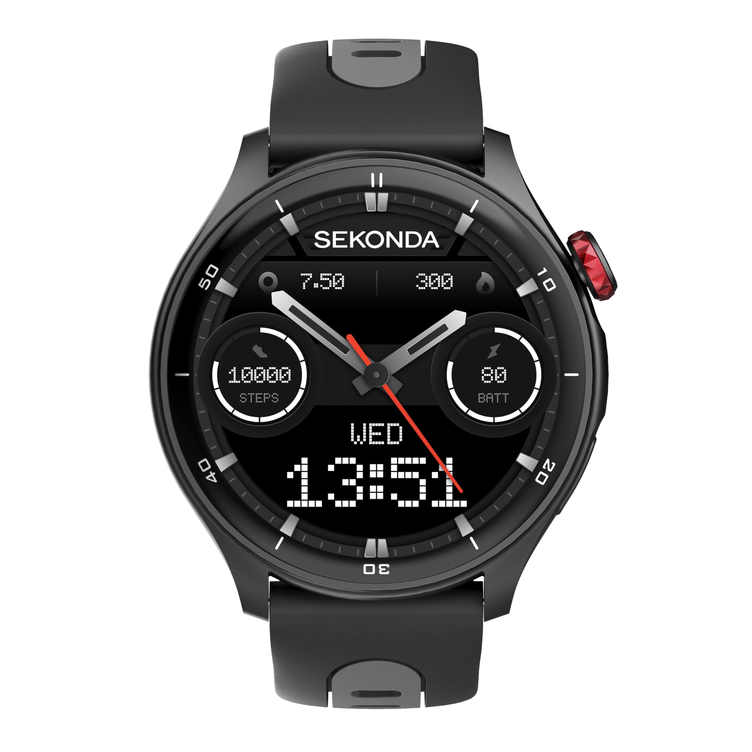 Sekonda Reloj inteligente Active Pro GPS de 47 mm en negro con correa de silicona negra