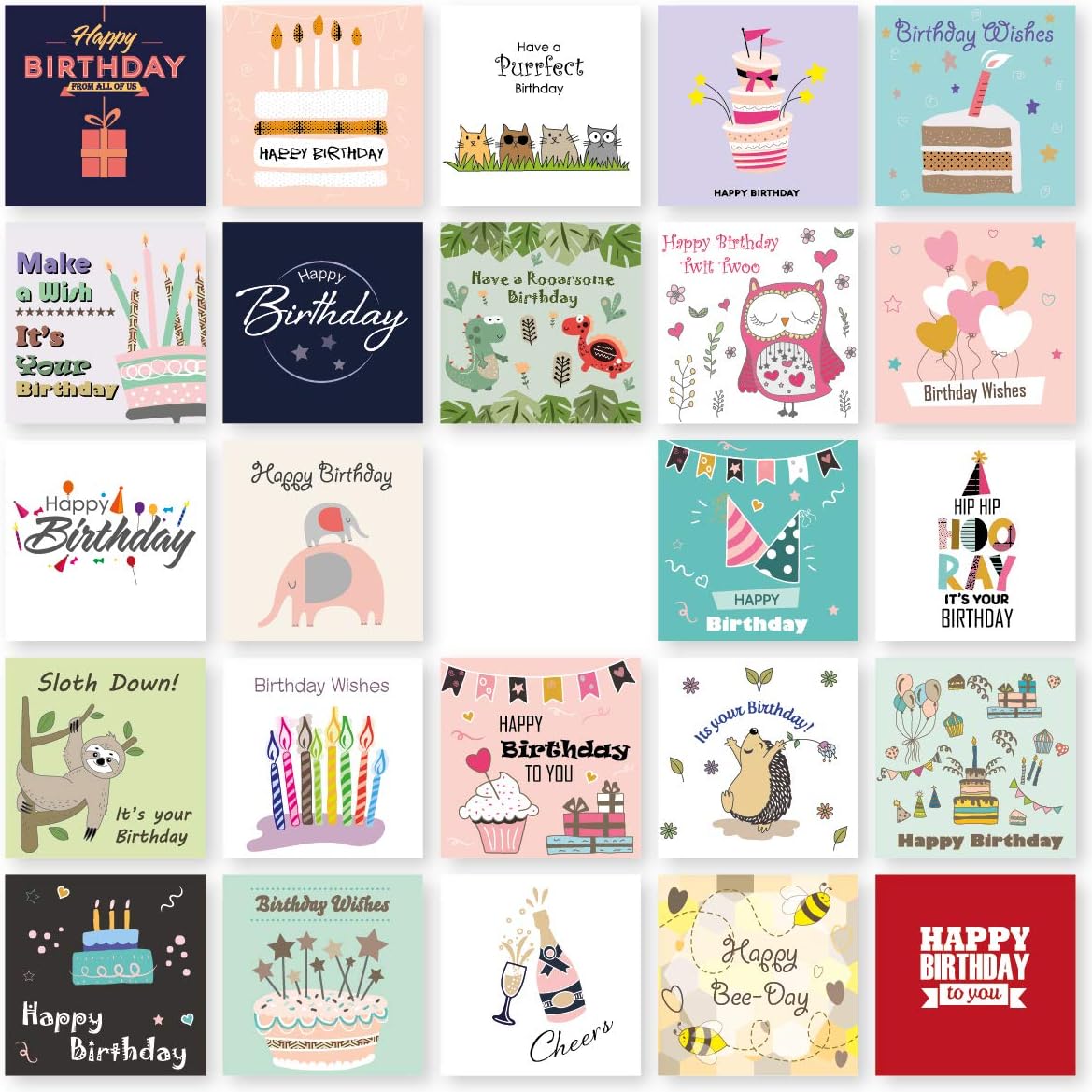 Birthday Cards Multipack of 24. Each Birthday Card box includes 24