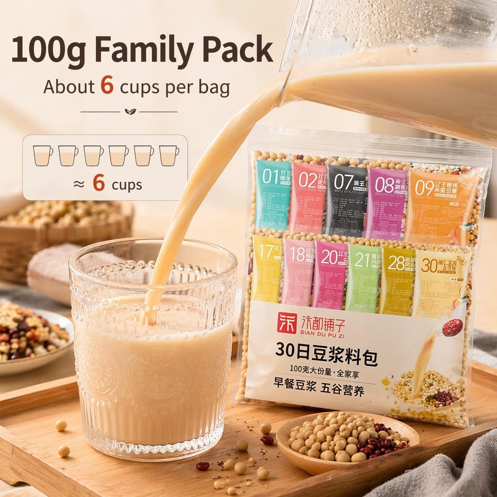 Paquetes De Ingredientes Leche Soja 30 Sabores, 100 G X Bolsas, Cereales Integrales Mixtos For Licuadora/fabricante, Solución Fácil For El Desayuno