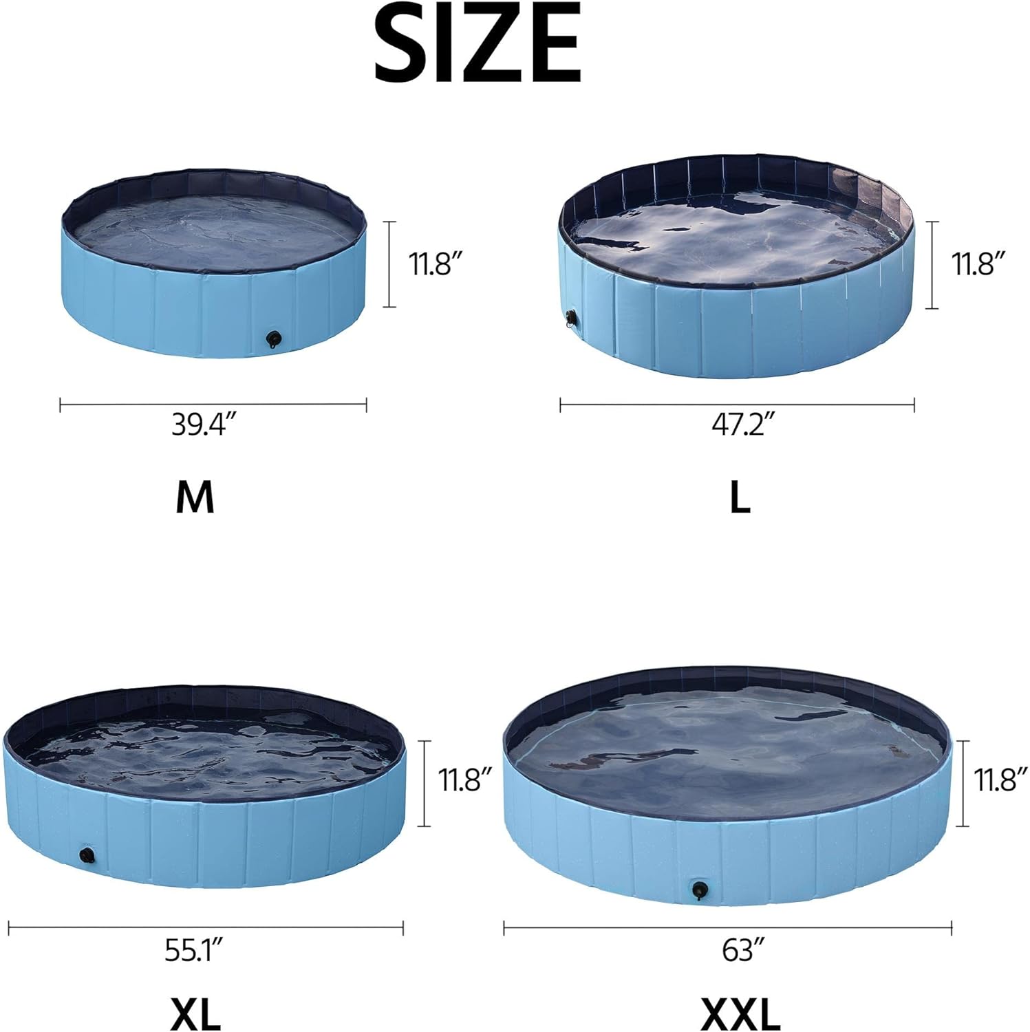 Yaheetech Foldable Hard Plastic Dog Pet Bath Swimming Pool Collapsible Dog Pet Pool Bathing Tub Pool for Pets Dogs & Cats Outdoor -63 x 11.8 inch, Blue