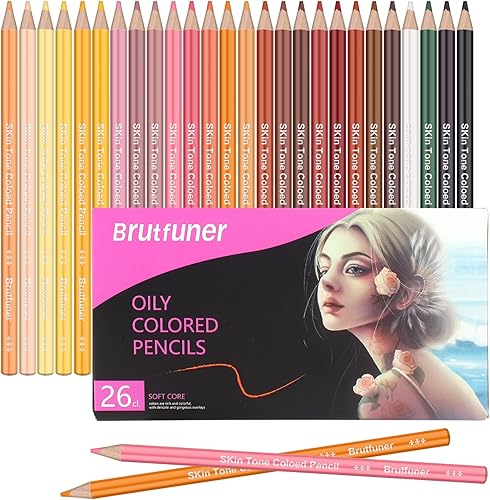 SwiftBuyo Juego de 26 lápices de colores de tono de piel, lápices de colores a base de aceite para adultos, dibujos, sombreados, lápices de colorear