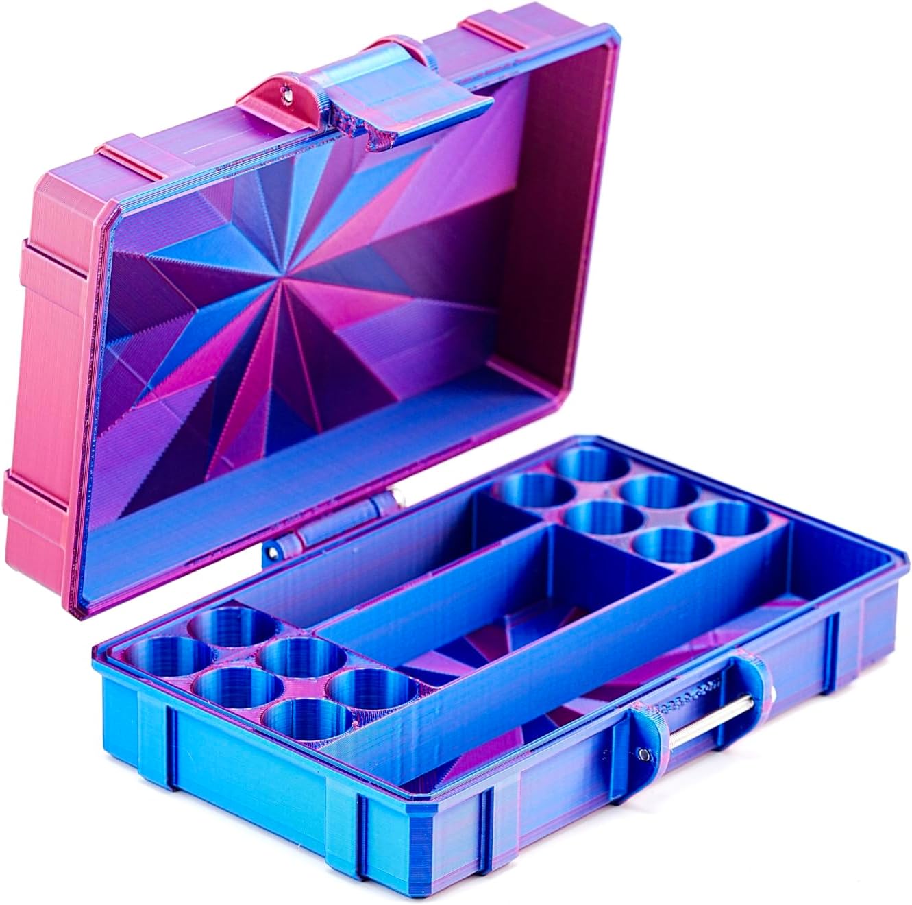 Vial Guard Storage Hard Case for 3ml, 5ml, 10ml, 30ml Vials, Secure Holder Multiple Sizes (Metalic, 12 x 3ml 1 x 30ml + Storage)